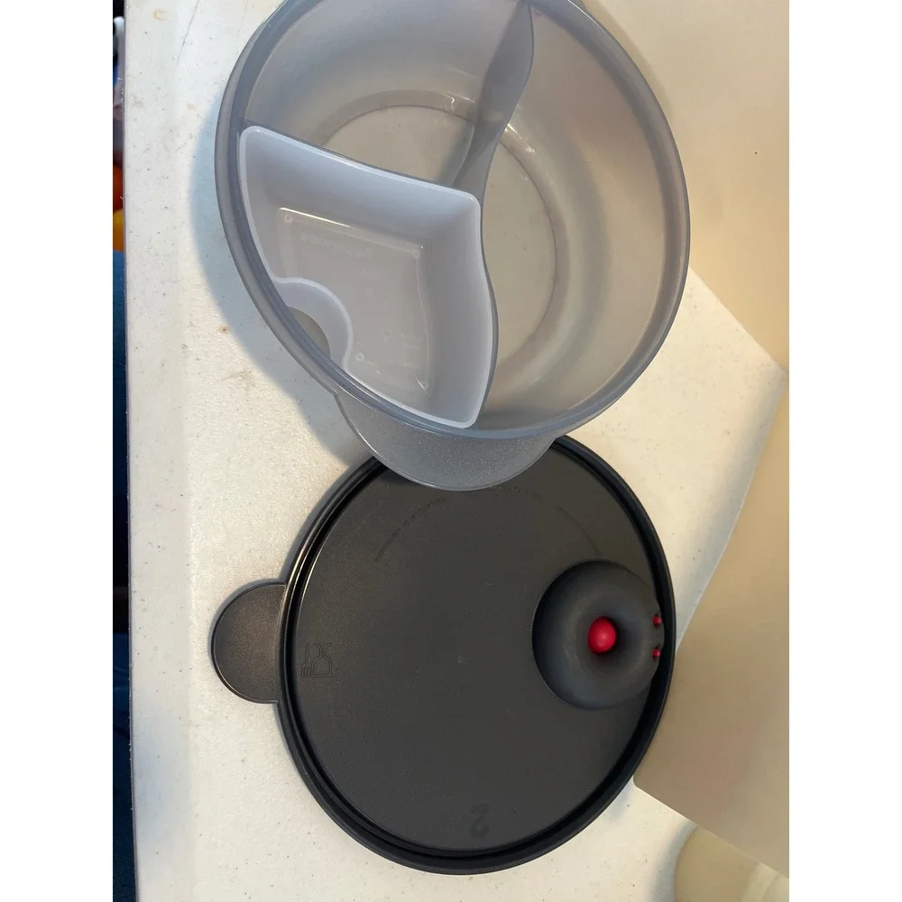 Tupperware CrystalWave Divided Microwave Reheatable Container Gray 3 Section
